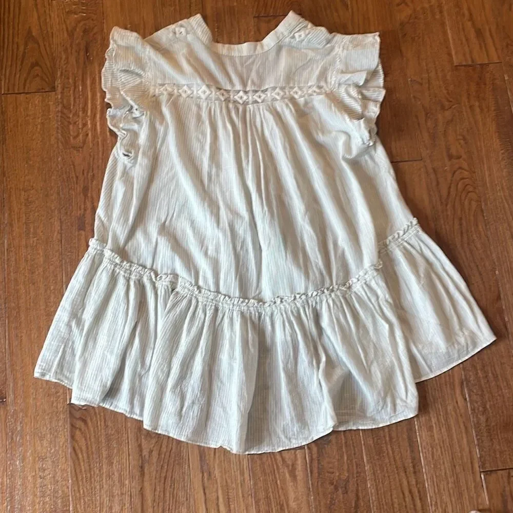 Free people baby blues lace embroidered trim tunic babydoll top xs
